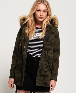 Superdry Classic Rookie Fishtail Parka Női Kabát Camo | RMPAU9145